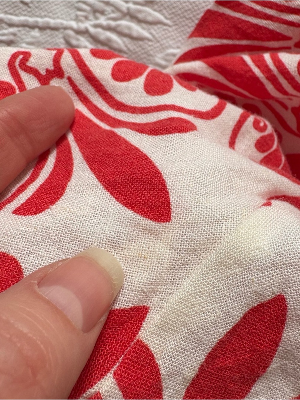 Farm Rio Carmina Linen Blend Button Front Jumpsuit red white size S - Picture 14 of 16